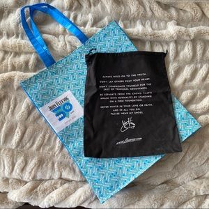 John Fluevog dust bag and large shopping bag